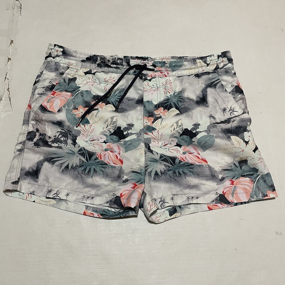 7 Diamonds Active Shorts Medium Floral Drawstring Outdoor Beach‎ Stretch Lined